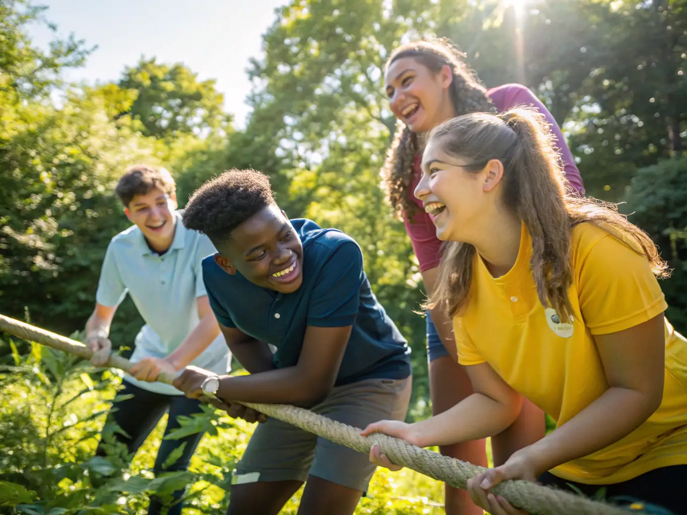 A vibrant photo of a team from a South African company participating in a wheelspot.uno team collaboration workshop outdoors, engaging in problem-solving exercises and team-building activities.